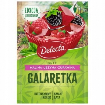 Delecta Galaretka smak MALINA Jeżyna ŻURAWINA 50 g