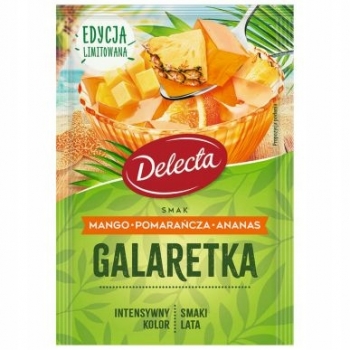 Delecta Galaretka smak MANGO Pomarańcza ANANAS 50g